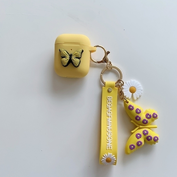 Airpods Case Butterflies Airpod Gen 1 Case Cute Airpods Gen 2 Case Yellow - Picture 4 of 5